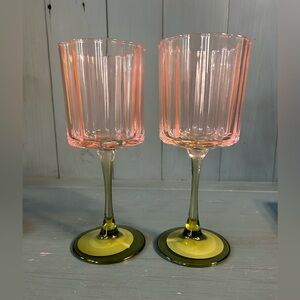 New Target Pink and Green Ribbed Stem Wine Glasses - Set of 2 (Easter 2026)